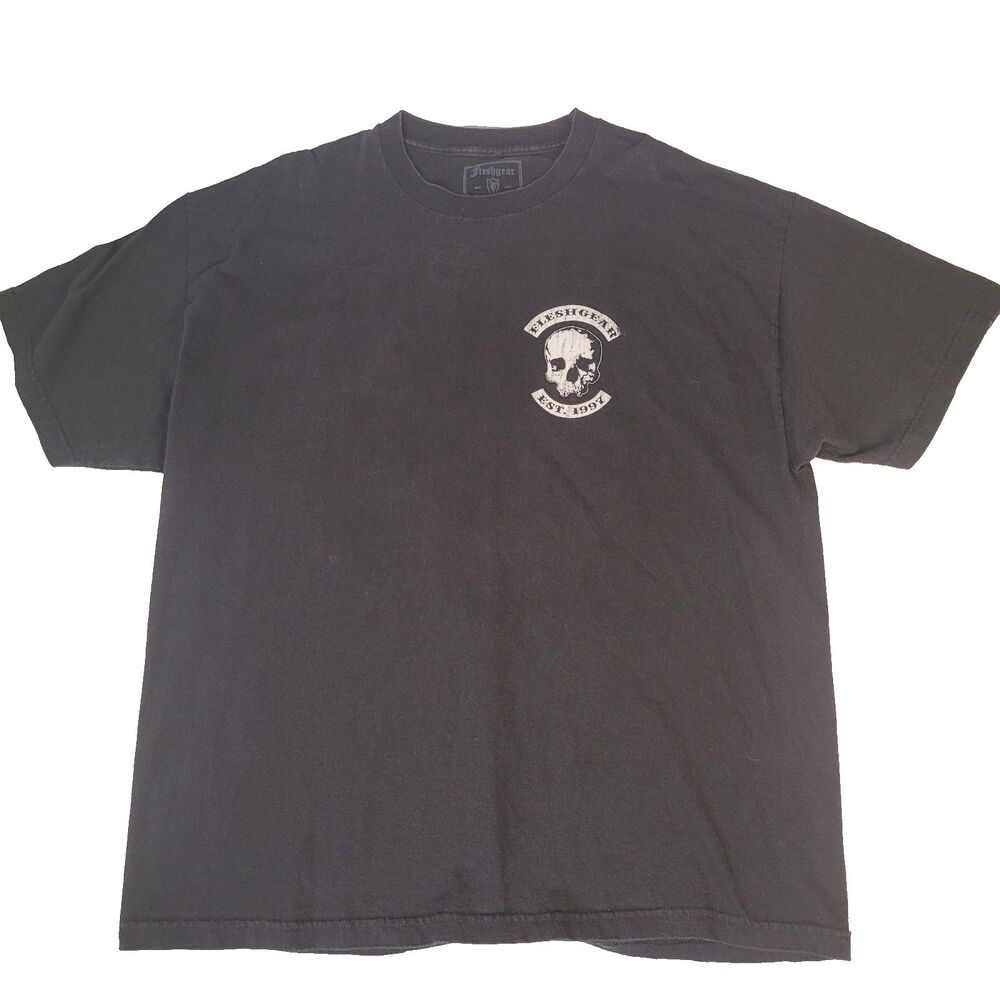 Fleshgear T Shirt Mens 2XL Black Skull Moto 4 Life Graphic Biker